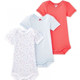 Set of 3 baby girl short sleeve bodysuits